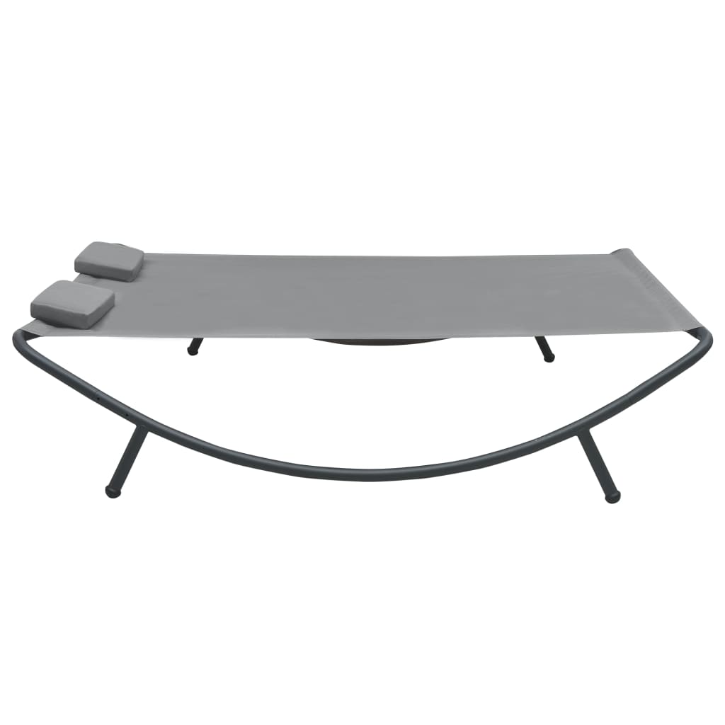 Lit lounge d'extérieur tissu anthracite