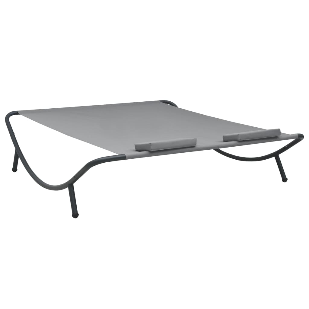 Lit lounge d'extérieur tissu anthracite