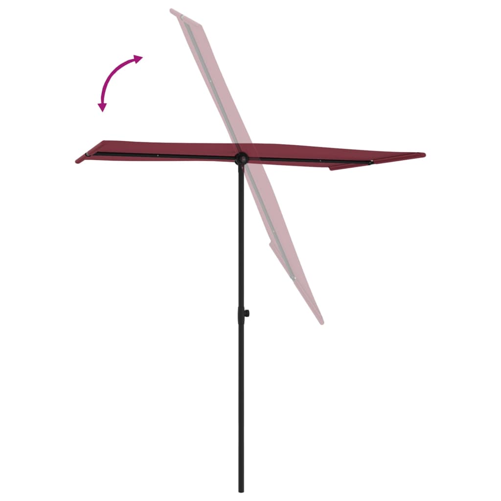 Sonnenschirm mit Aluminium-Mast 180x110 cm Bordeauxrot