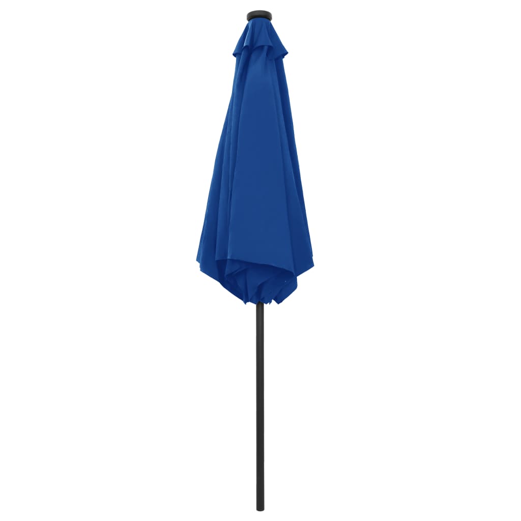 Parasol with LED lights & aluminum pole 270 cm azure blue