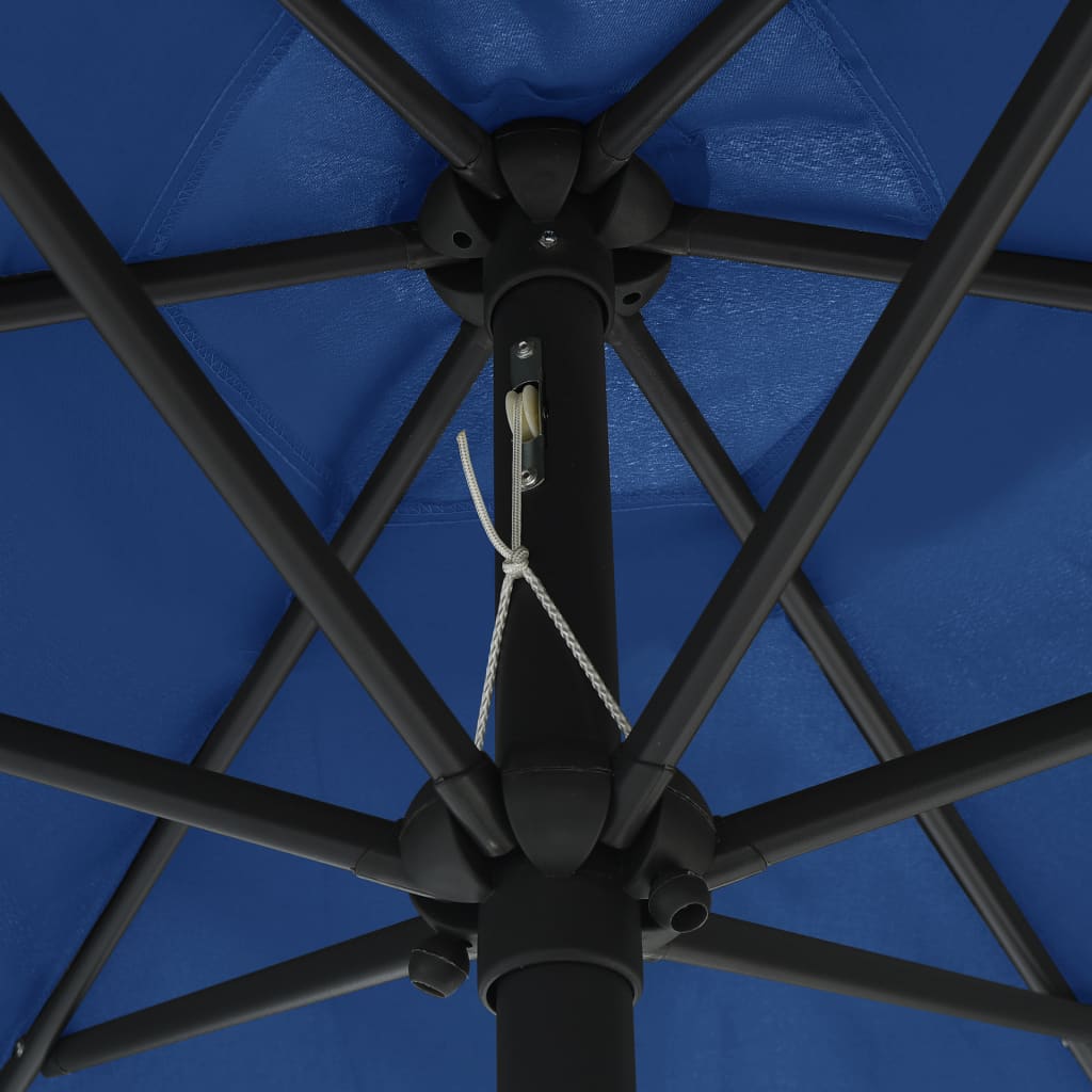 Parasol with LED lights & aluminum pole 270 cm azure blue