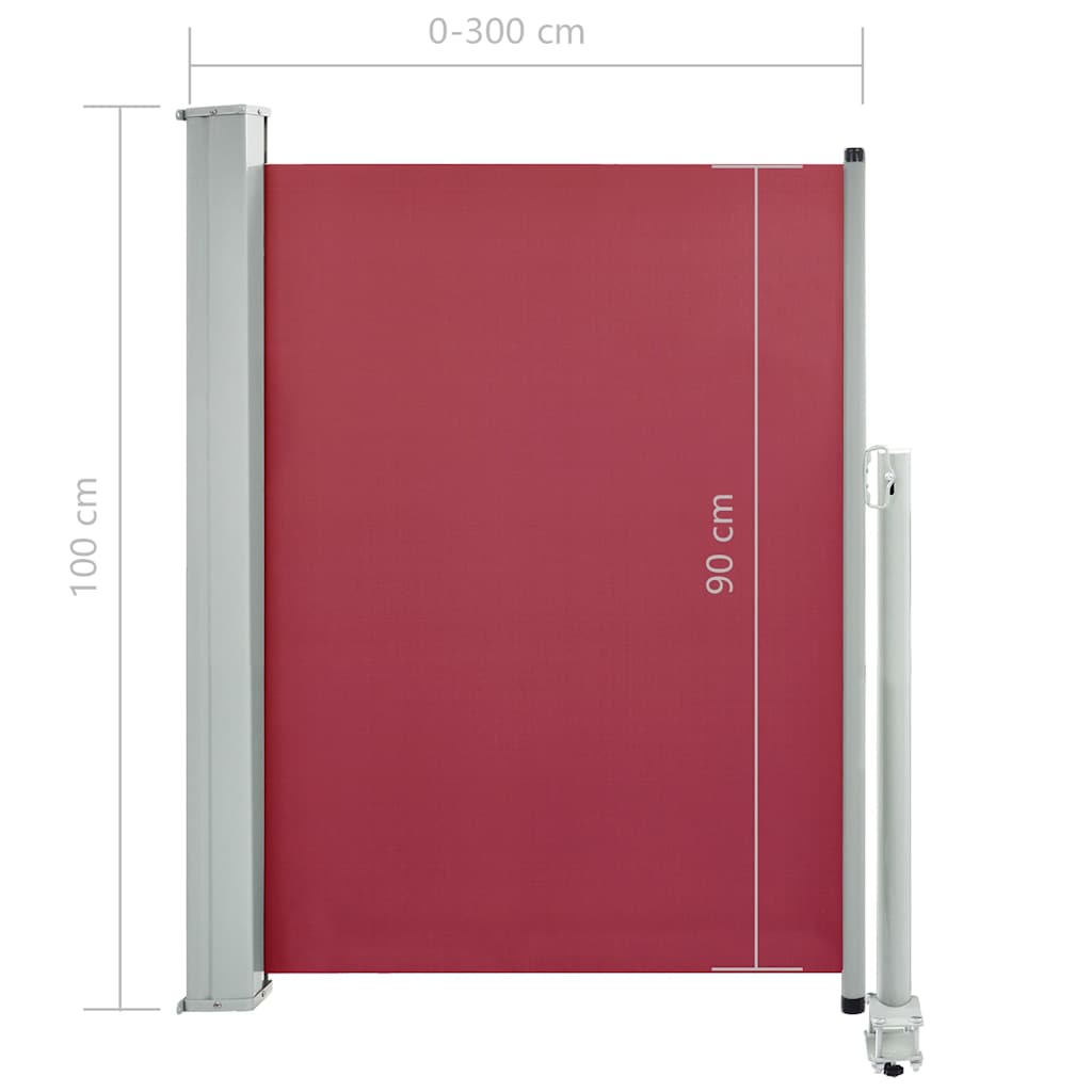 Auvent latéral extensible 100x300 cm rouge