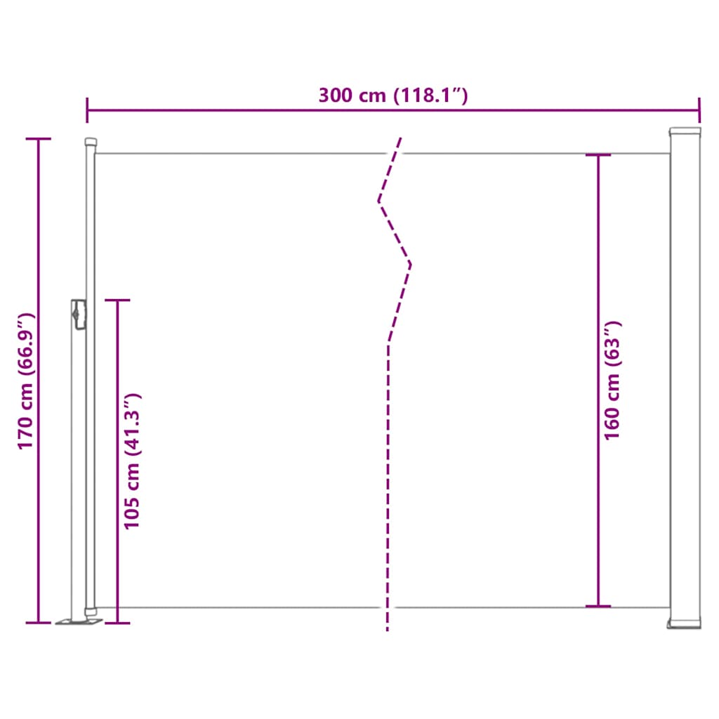 Auvent latéral extensible 170×300 cm rouge