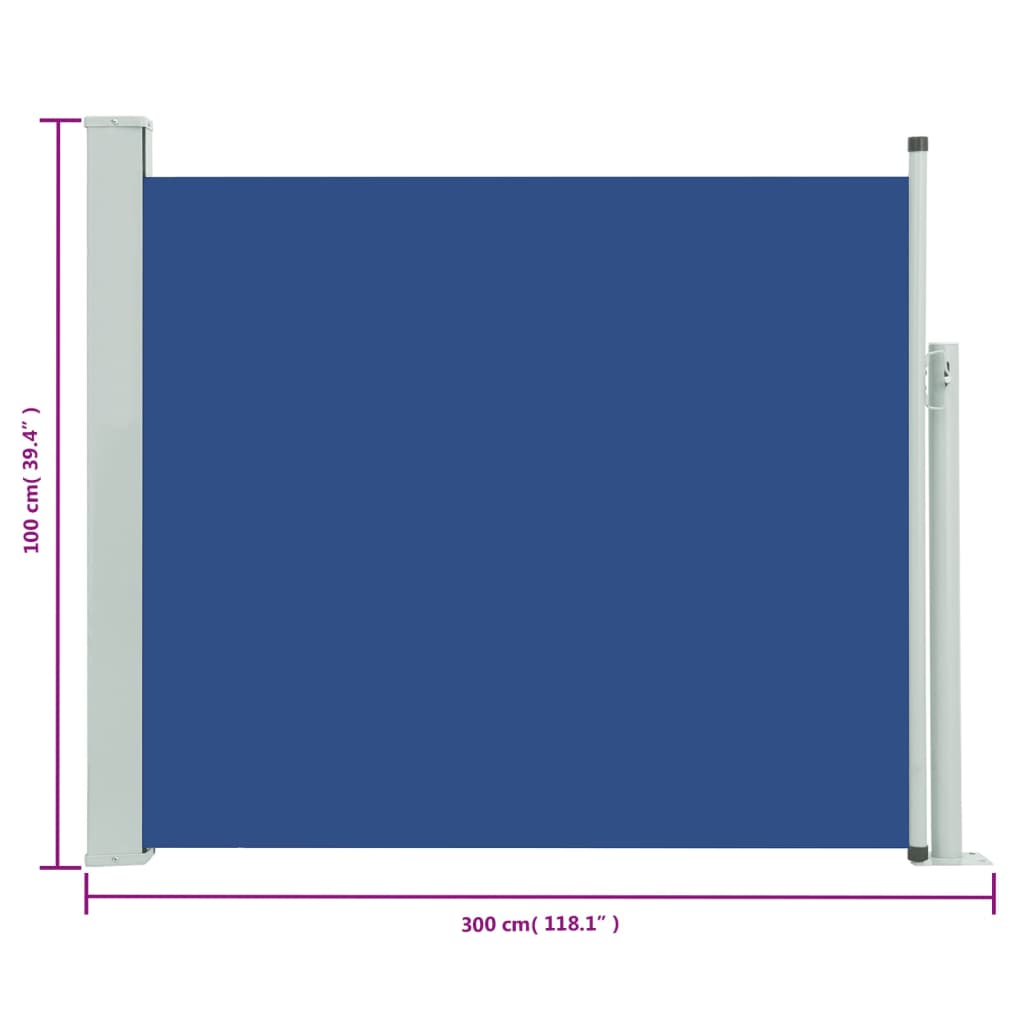 Ausziehbare Seitenmarkise 100x300 cm Blau