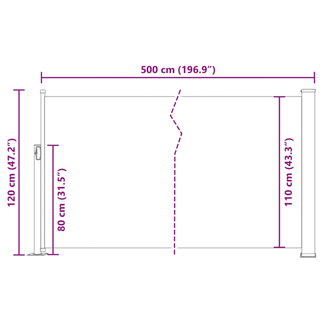 Ausziehbare Seitenmarkise 120×500 cm Rot
