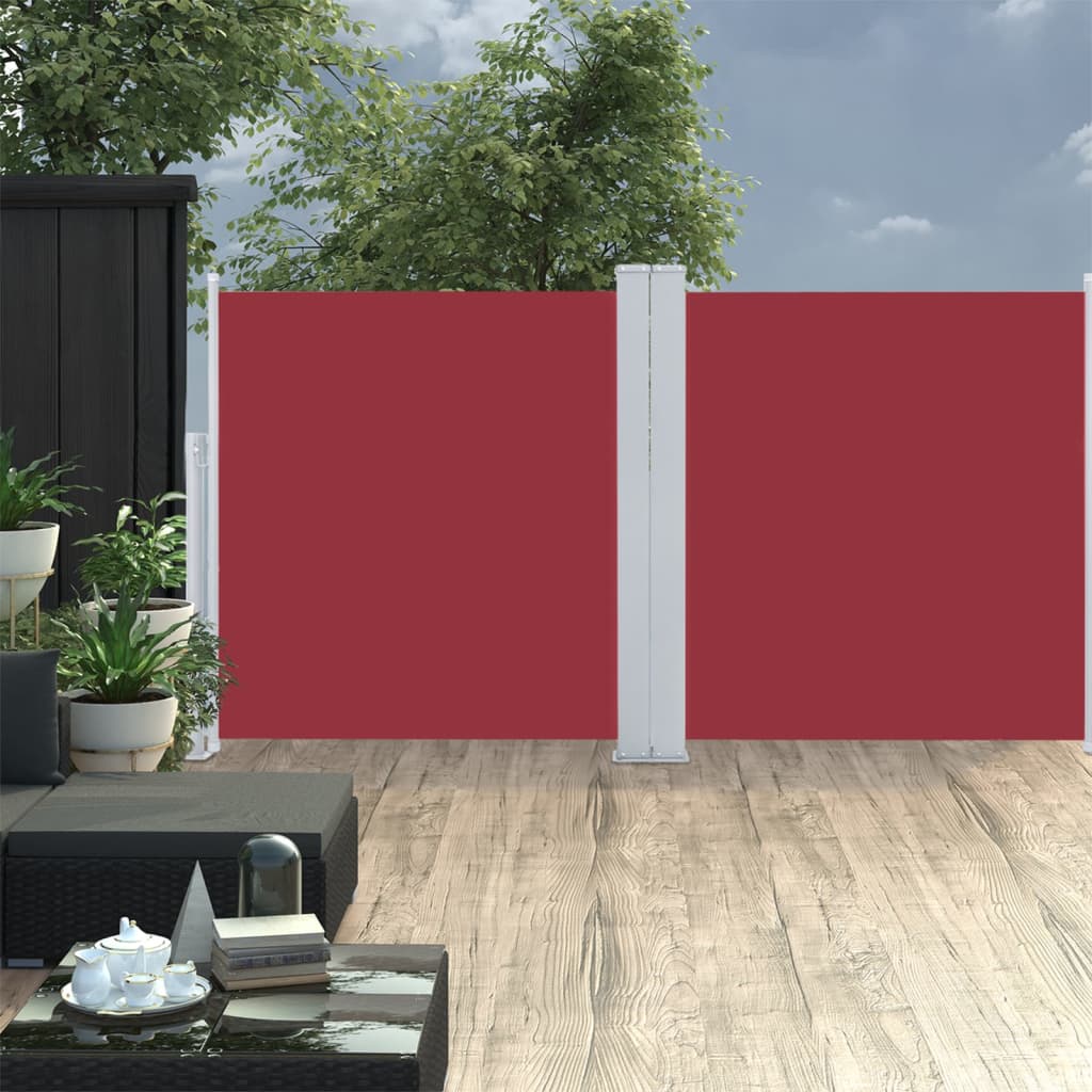 Extendable side awning red 120 x 600 cm