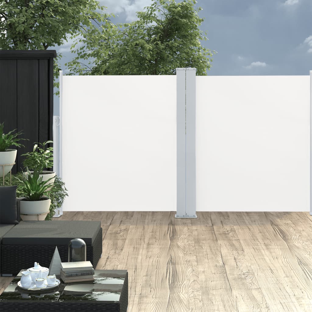 Extendable side awning double 170 x 600 cm cream