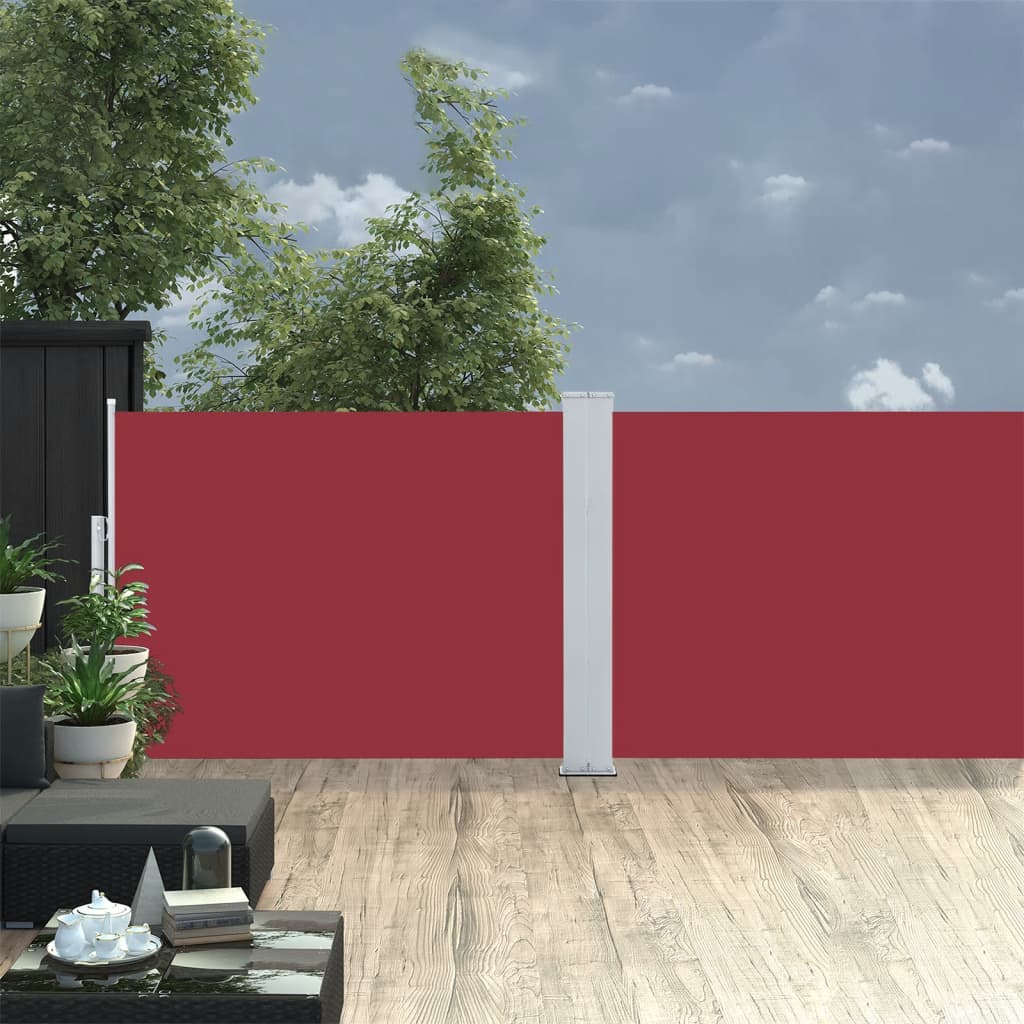 Extendable side awning red 100 x 1000 cm