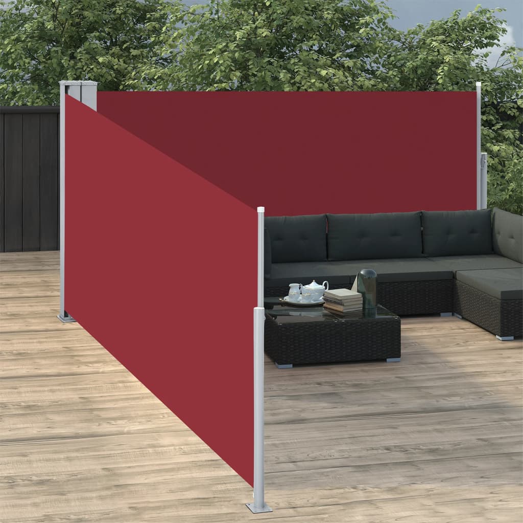 Extendable side awning red 120 x 1000 cm