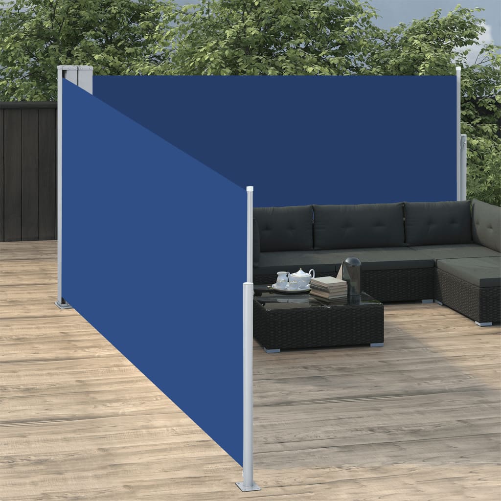 Store latéral extensible bleu 140 x 1000 cm