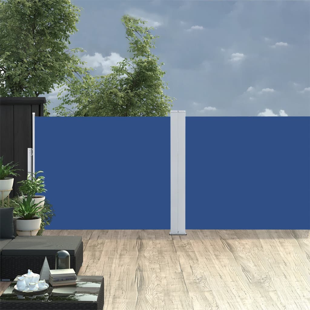 Store latéral extensible bleu 140 x 1000 cm
