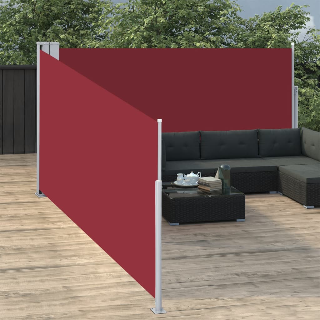 Extendable side awning red 140 x 1000 cm