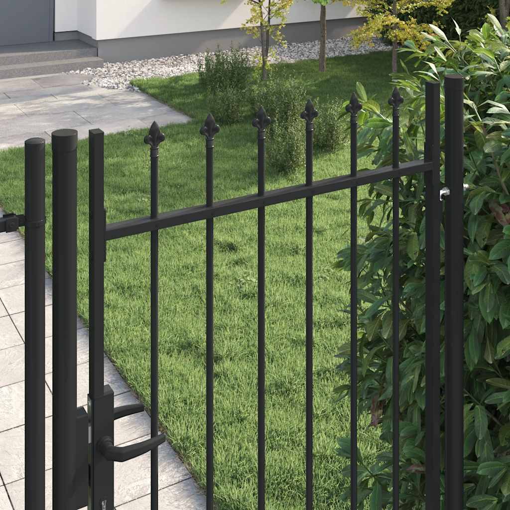Zauntor Einzelflügel mit Speerspitzen Stahl 1 x 1,75 m Schwarz