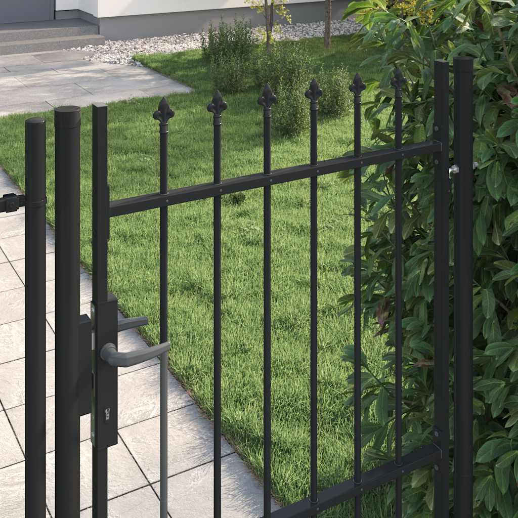 Zauntor Einzelflügel mit Speerspitzen Stahl 1 x 1,5 m Schwarz