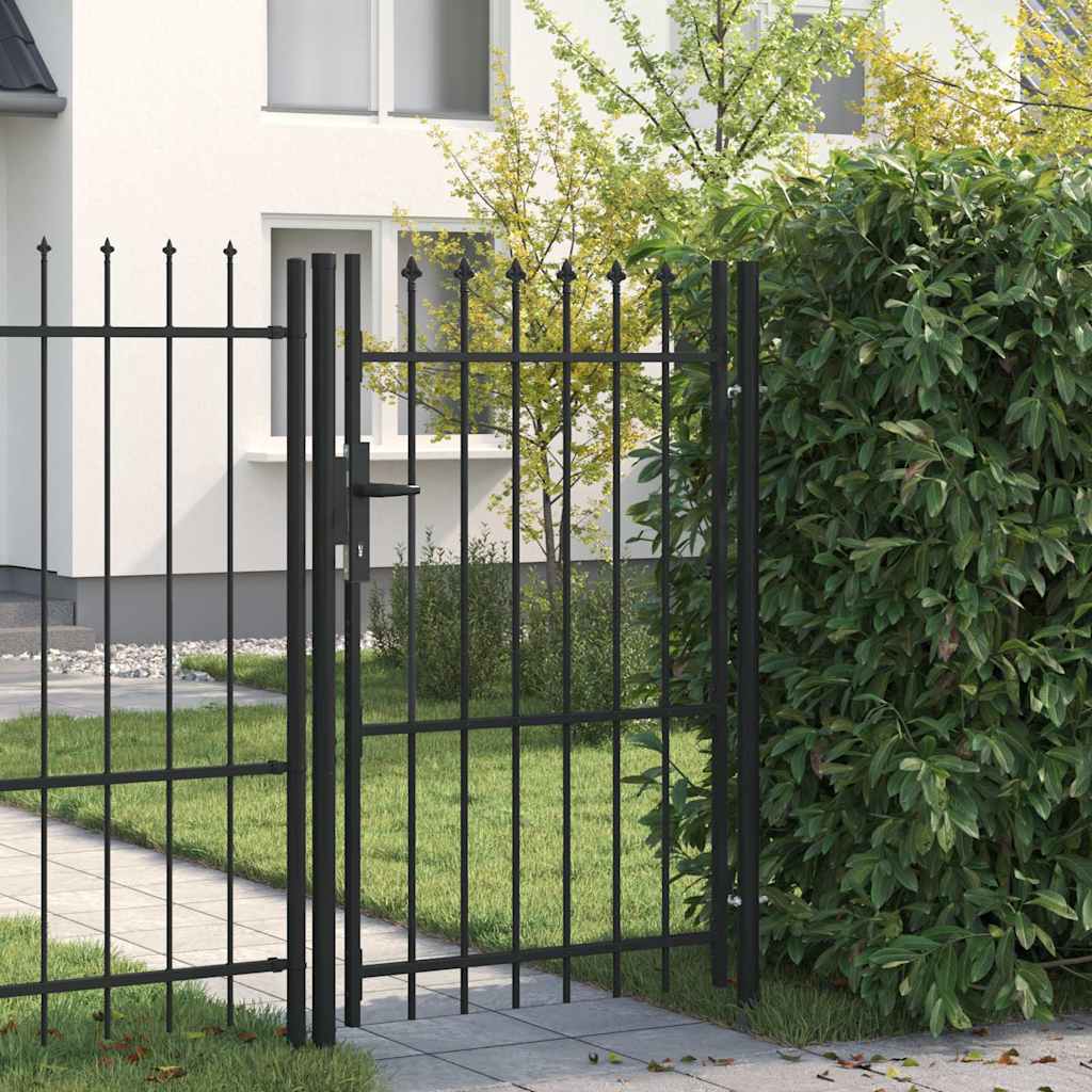 Zauntor Einzelflügel mit Speerspitzen Stahl 1 x 1,5 m Schwarz
