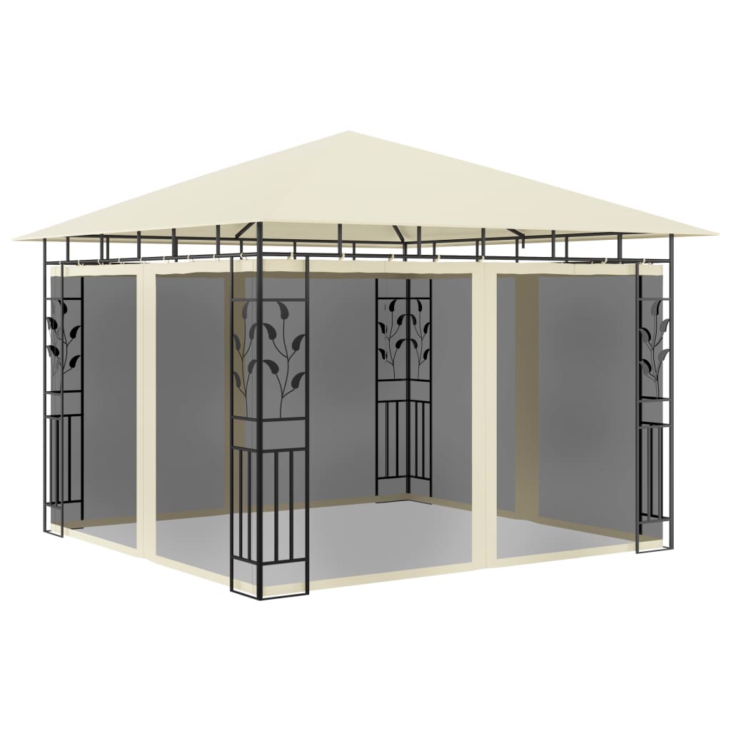 Gazebo with mosquito net 3x3x2.73 m cream 180 g/m²