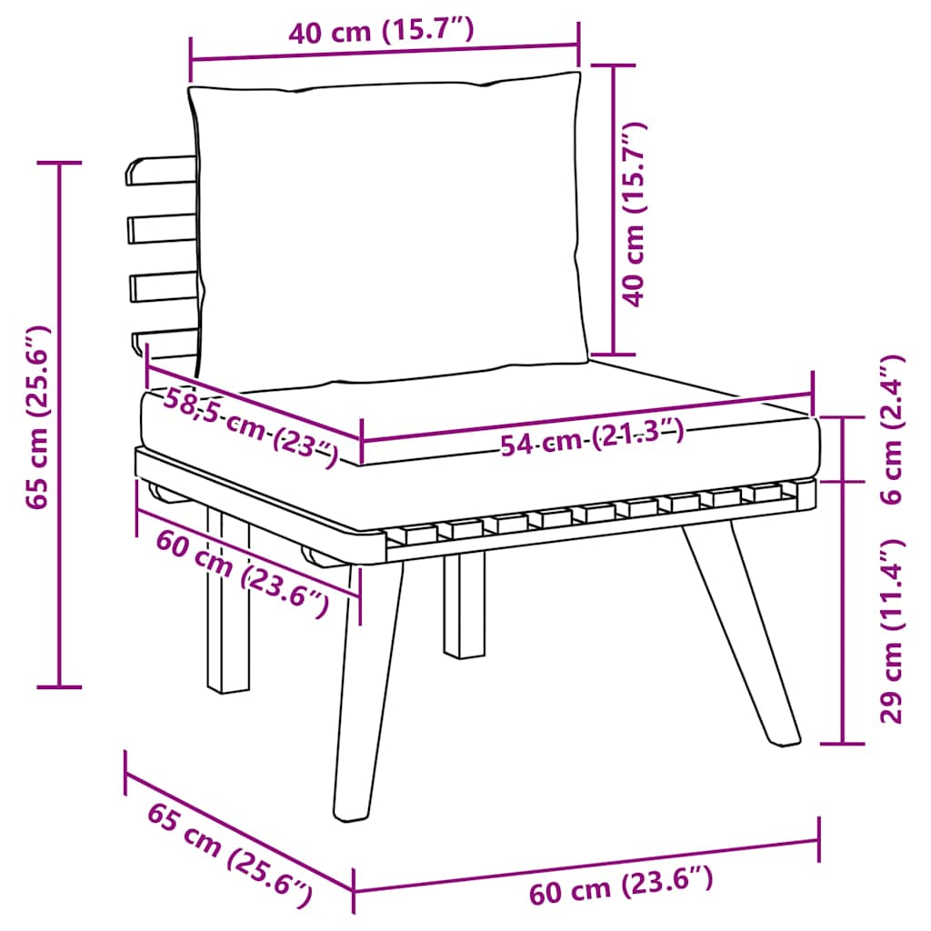 Garden chair with cushion in solid acacia wood