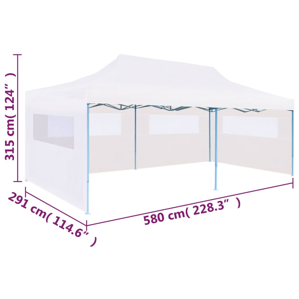 Pop-Up Partyzelt mit Seitenwänden Faltbar 3x6 m Stahl Weiß