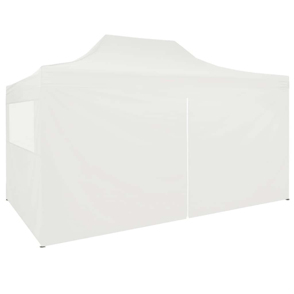 Profi-Partyzelt Faltbar mit 4 Seitenwänden 280x410x315 cm Stahl Weiß