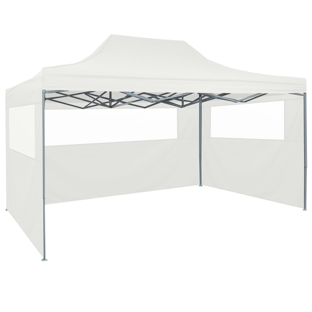 Profi-Partyzelt Faltbar mit 4 Seitenwänden 280x410x315 cm Stahl Weiß