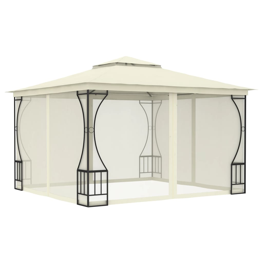Gazebo with net 300x300x265 cm cream