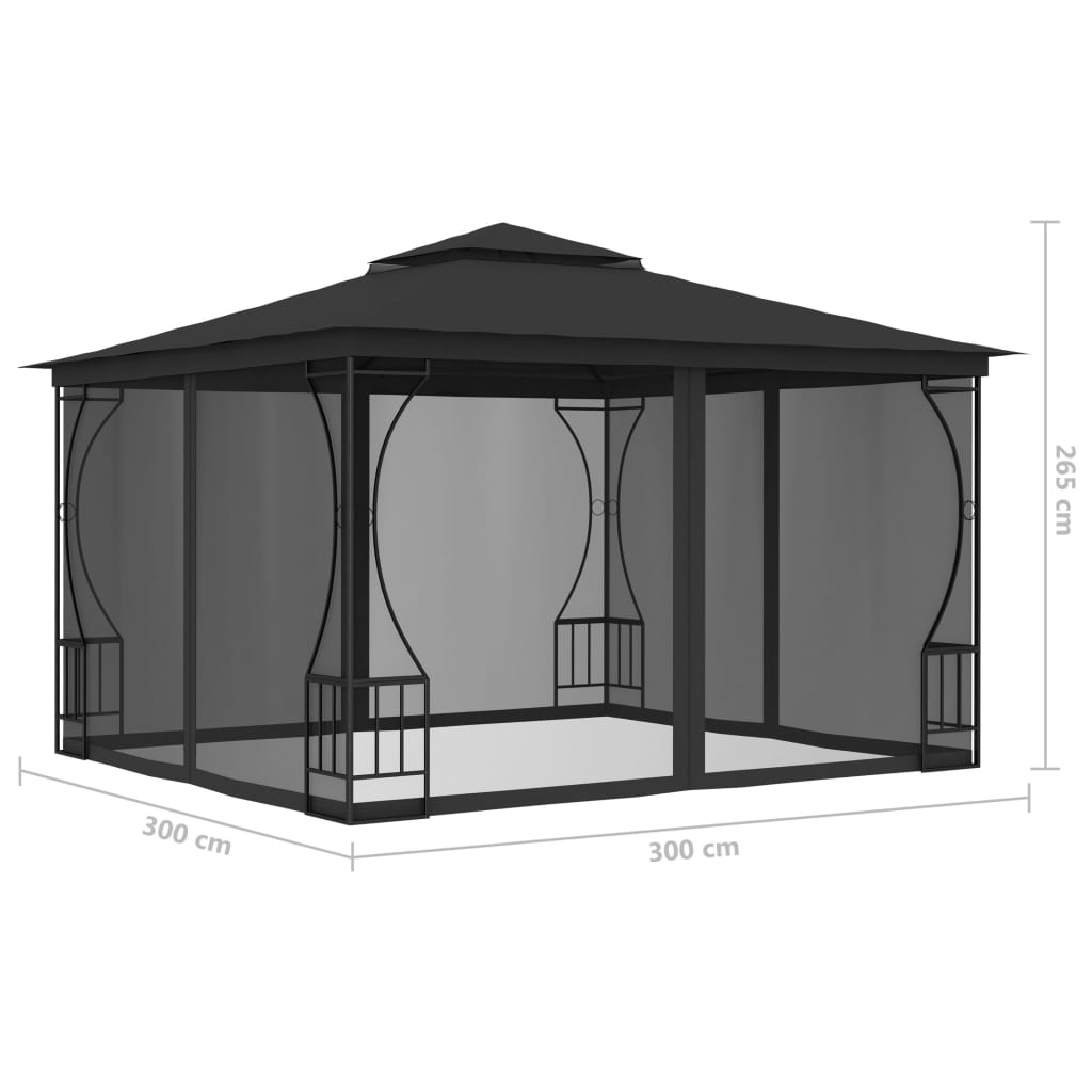 Gazebo with net 300x300x265 cm anthracite