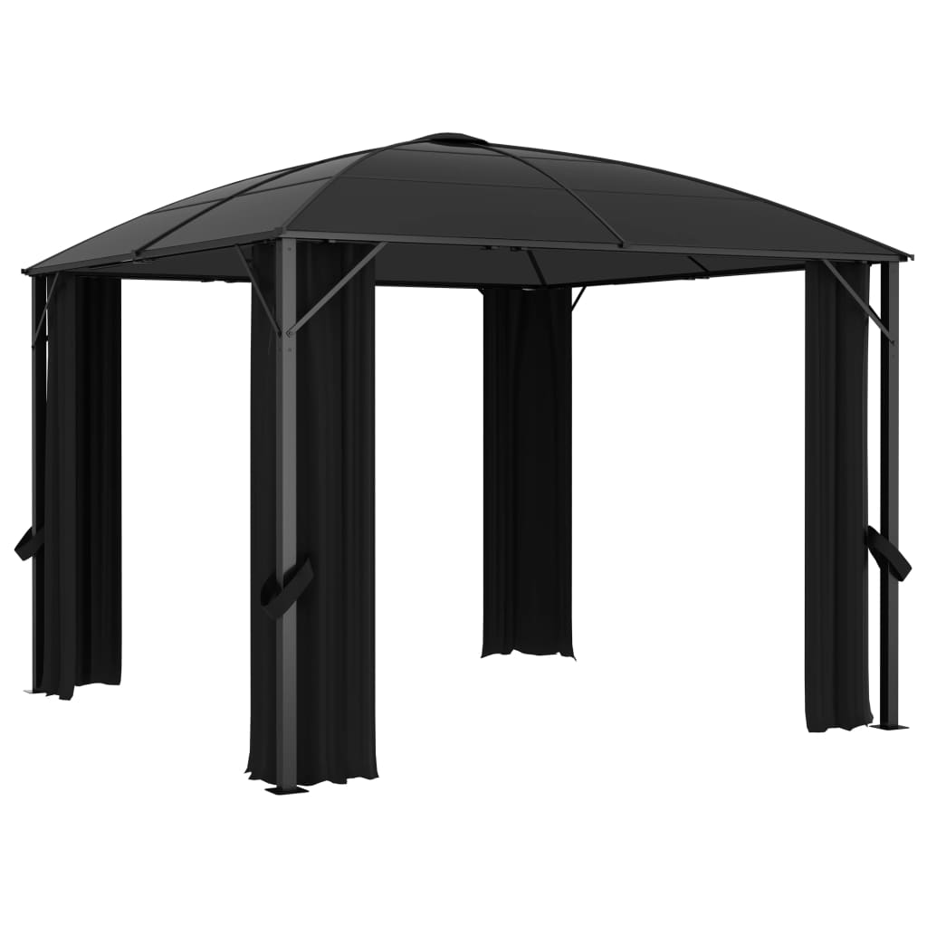 Gazebo with curtains 300 x 300 x 265 cm anthracite