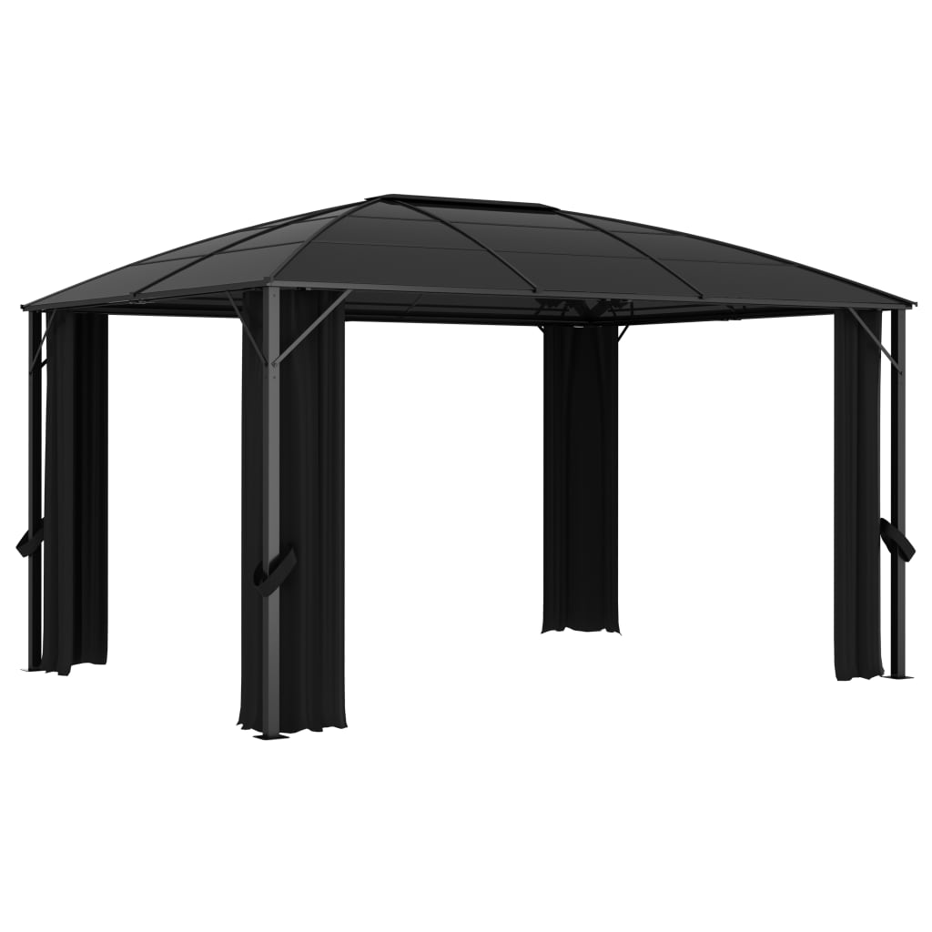 Gazebo with curtains 400 x 300 x 265 cm anthracite