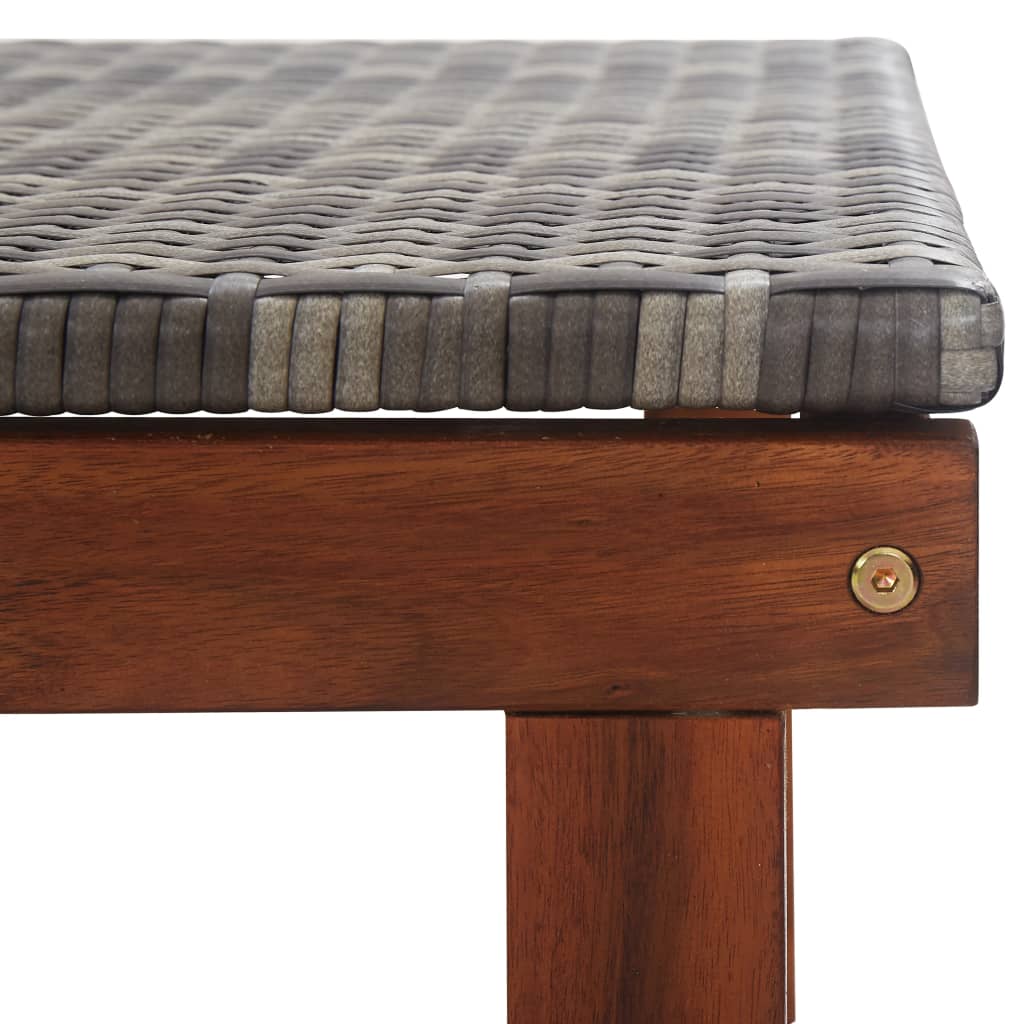 Sun lounger poly rattan and solid acacia gray wood