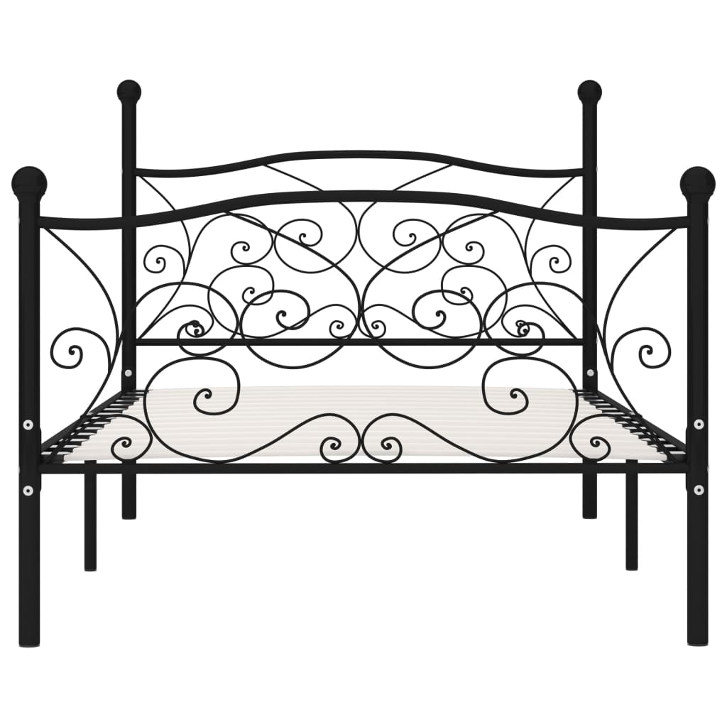 Bettgestell mit Lattenrost Schwarz Metall 90×200 cm