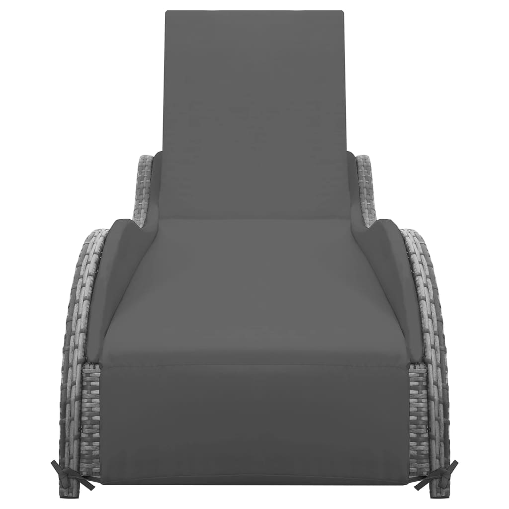Bain de soleil avec coussin poly rotin anthracite
