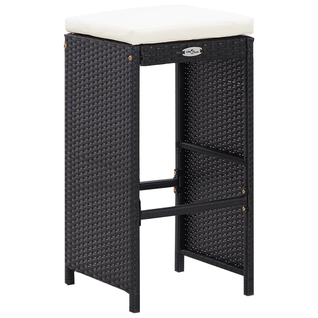 9 pcs. Garden bar set poly rattan black