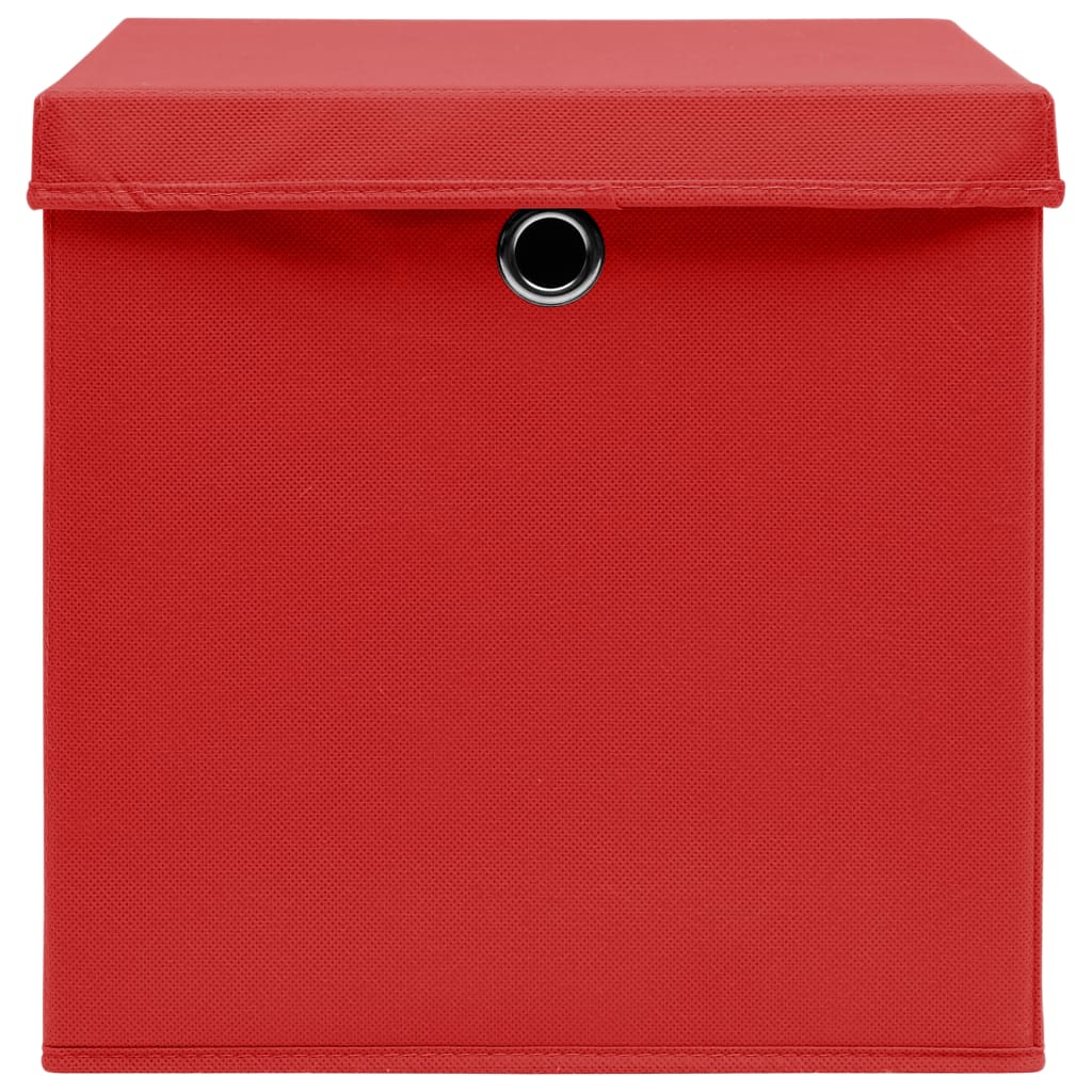 Aufbewahrungsboxen mit Deckeln 10 Stk. Rot 32x32x32 cm Stoff