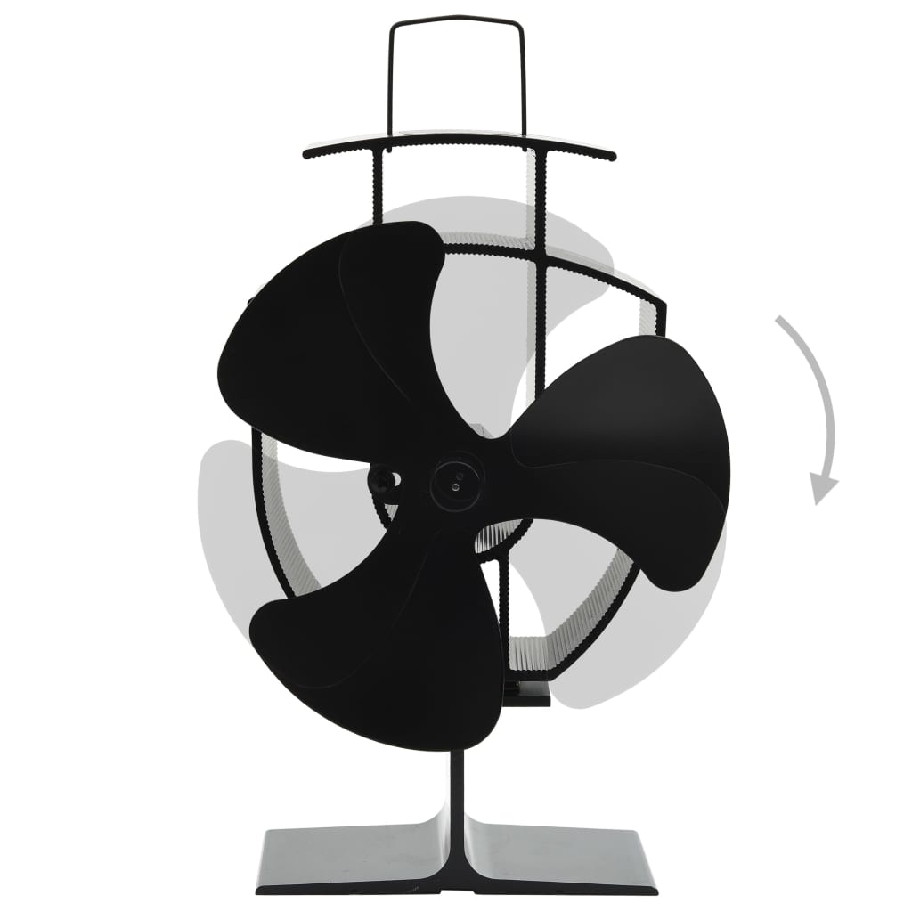 Ventilateur de Poêle Alimenté par la Chaleur 3 Pales Noir