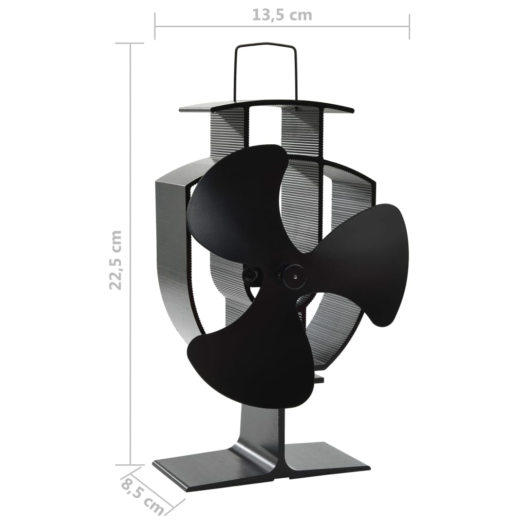 Ventilateur de Poêle Alimenté par la Chaleur 3 Pales Noir