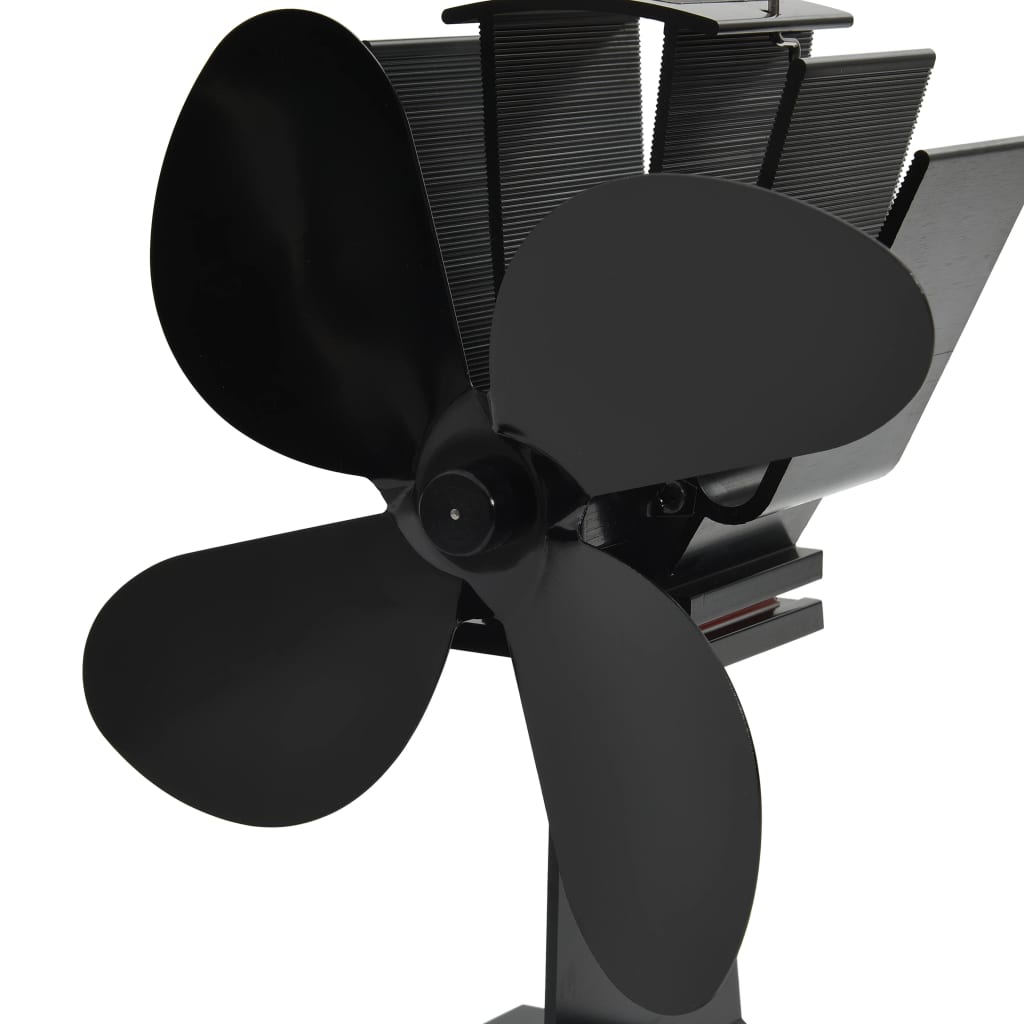 Ventilateur De Poêle Alimenté Par La Chaleur 4 Pales Noir