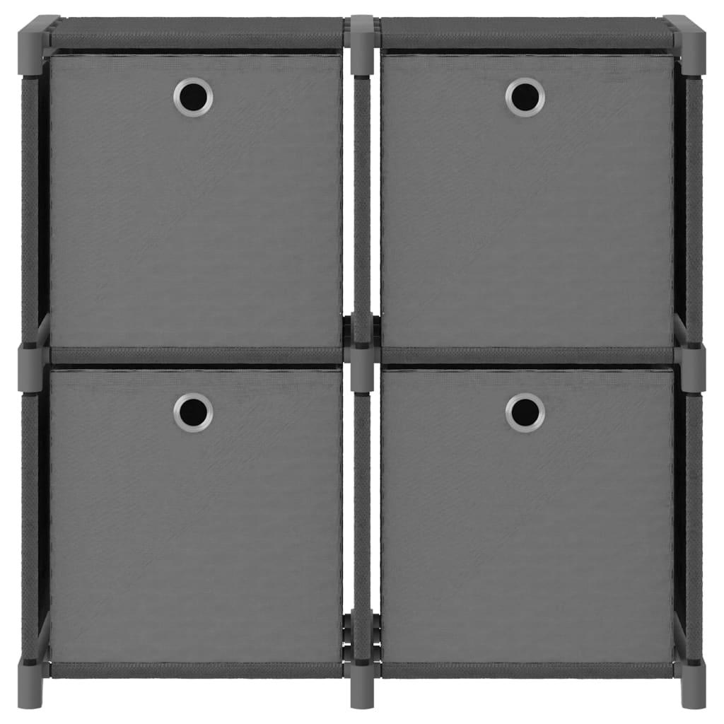 Würfelregal mit 4 Boxen Grau 69x30x72,5 cm Stoff