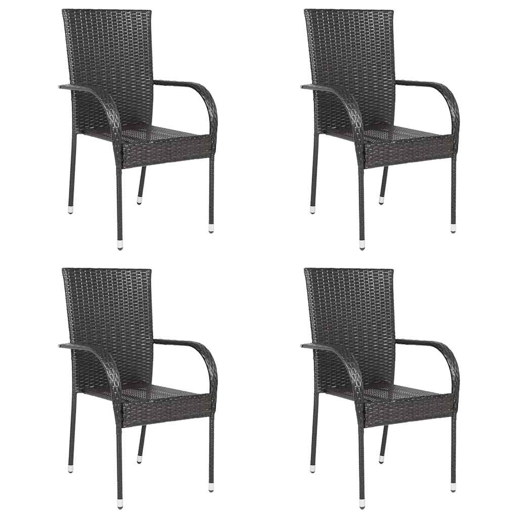 Stapelbare Gartenstühle 4 Stk. Poly Rattan Braun