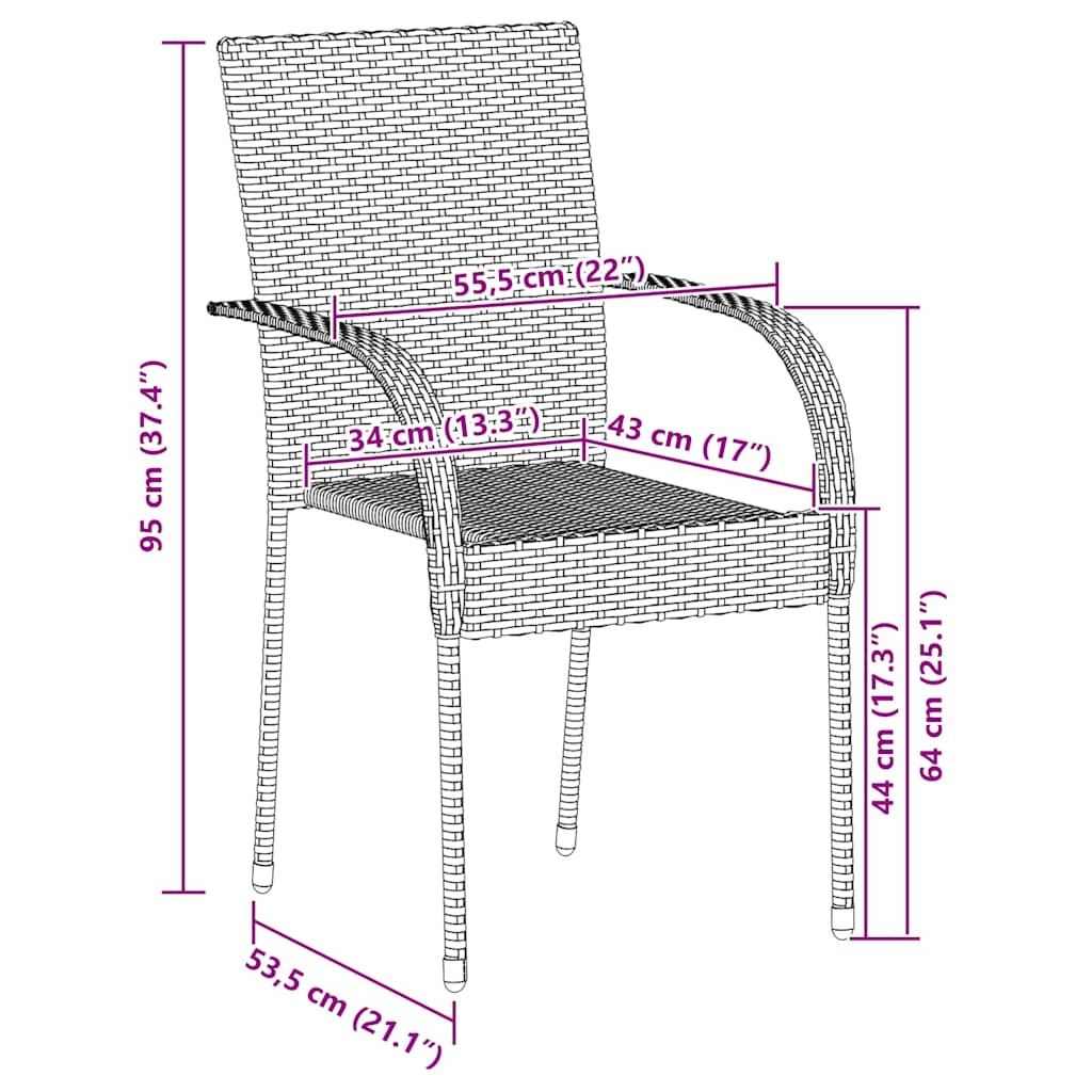 Stapelbare Gartenstühle 4 Stk. Poly Rattan Braun