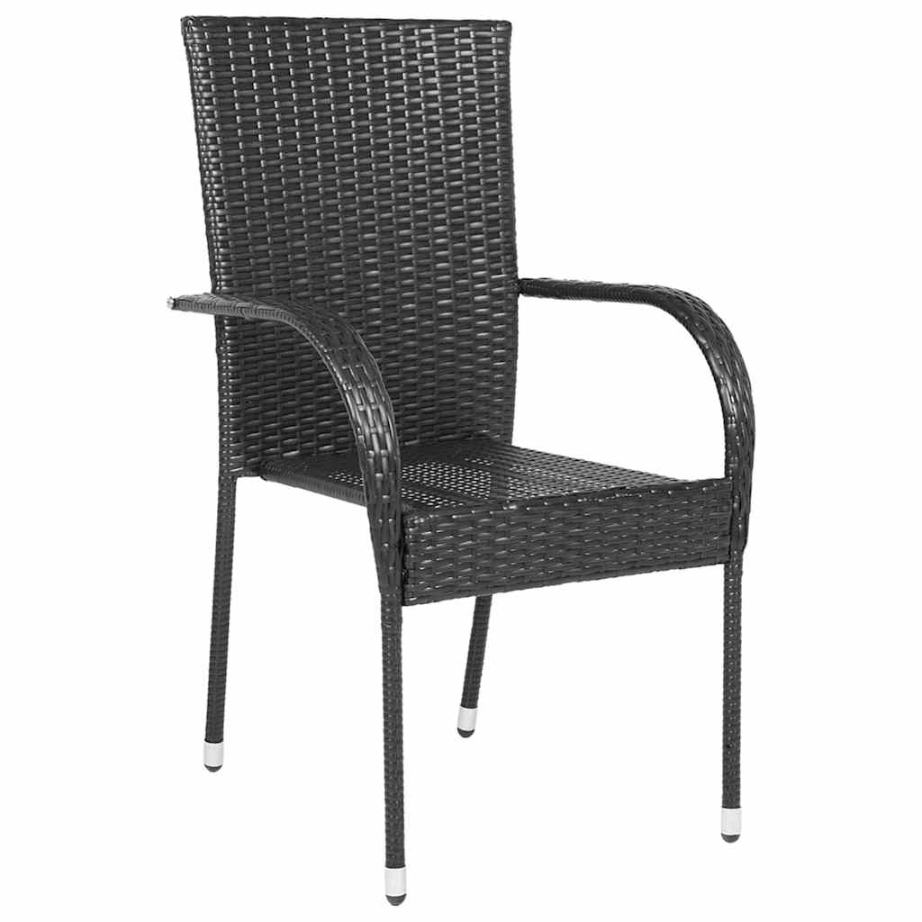 Stapelbare Gartenstühle 4 Stk. Poly Rattan Schwarz