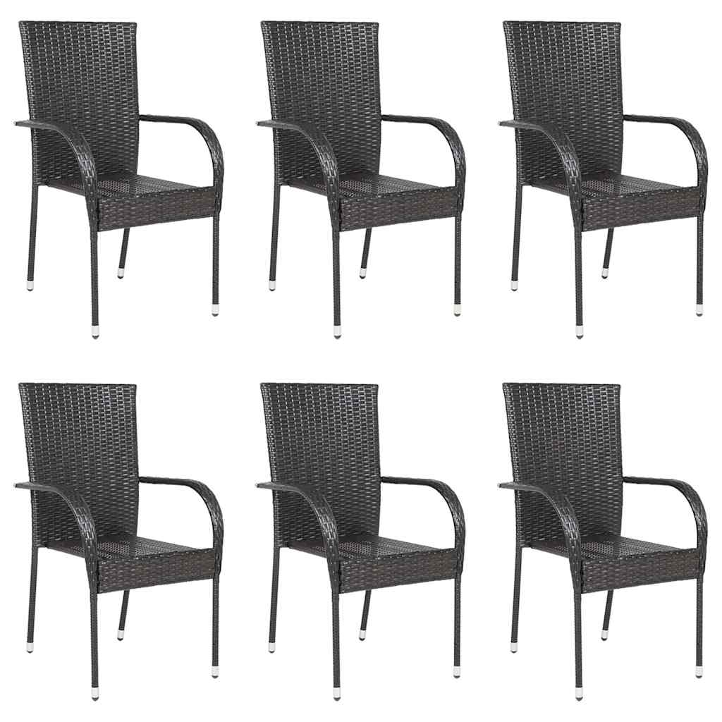 Stapelbare Gartenstühle 6 Stk. Poly Rattan Braun