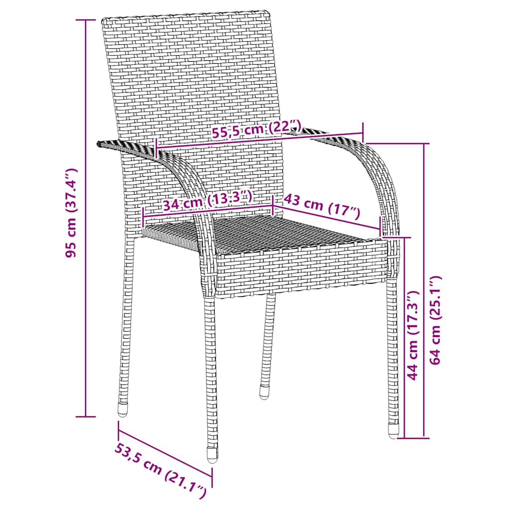 Stapelbare Gartenstühle 6 Stk. Poly Rattan Braun