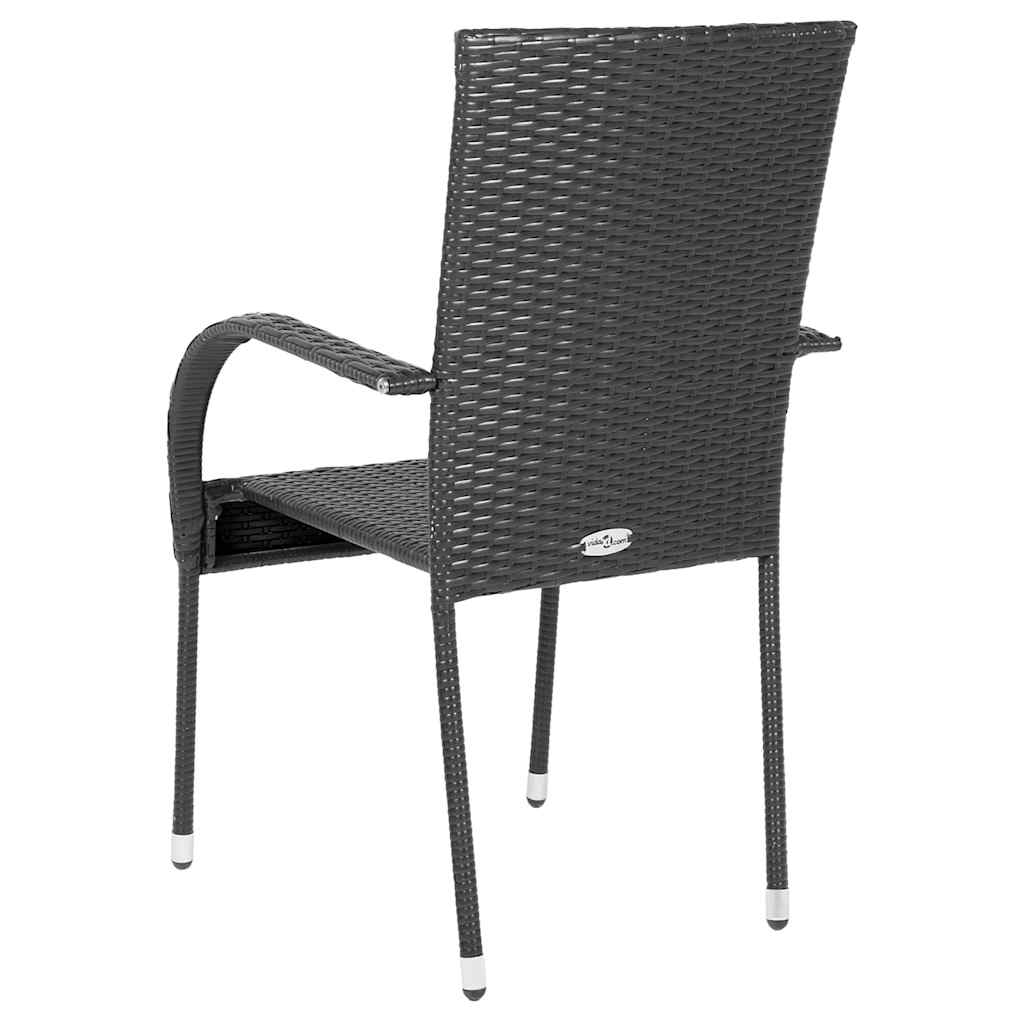 Stapelbare Gartenstühle 6 Stk. Poly Rattan Schwarz