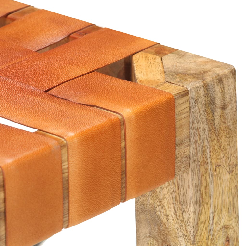 Bar stools 2 pieces brown genuine leather 75 cm