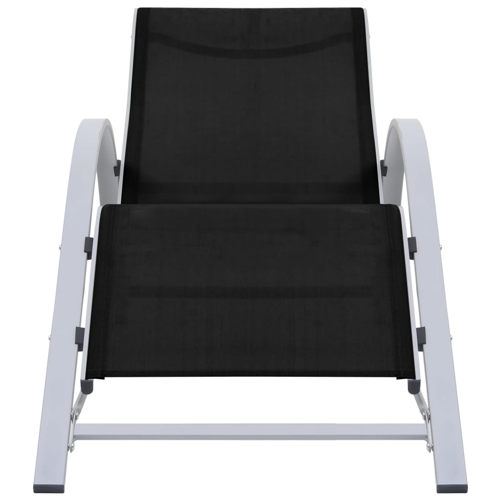 Sonnenliegen 2 Stk. mit Tisch Aluminium Schwarz