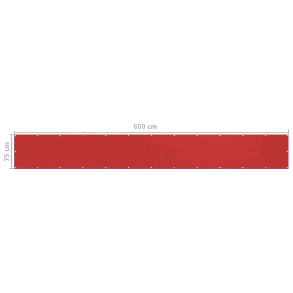 Balcony privacy screen red 75x600 cm HDPE