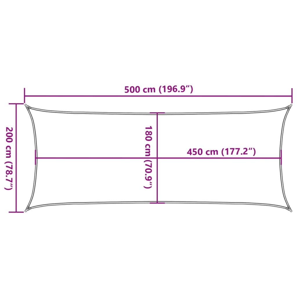 Sonnensegel 160 g/m² Terrakottarot 2x5 m HDPE