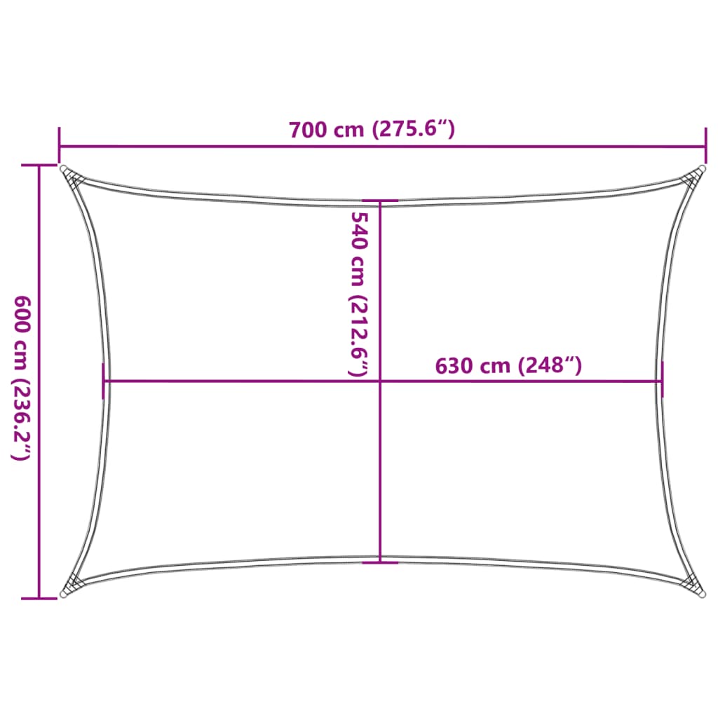 Sonnensegel 160 g/m² Terrakottarot 6x7 m HDPE
