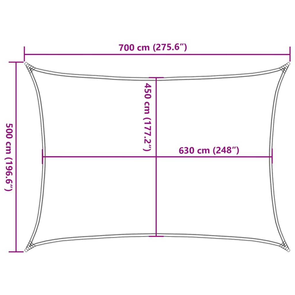 Sonnensegel 160 g/m² Rot 5x7 m HDPE
