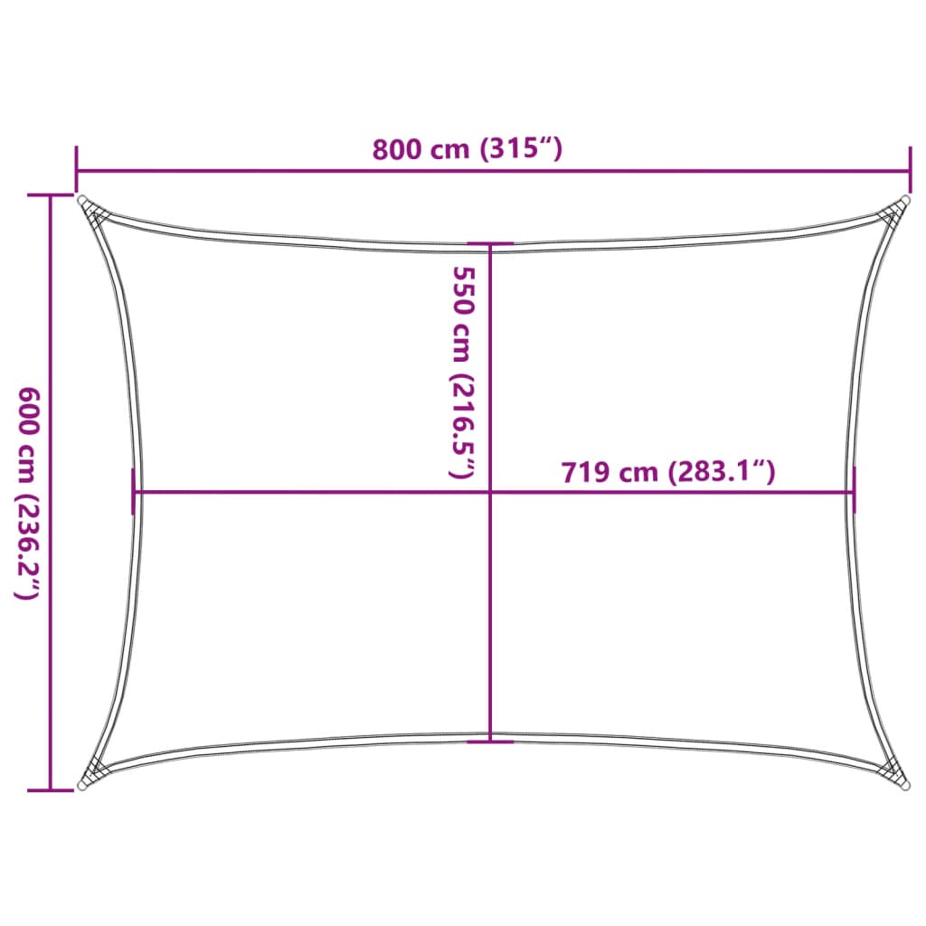 Sonnensegel 160 g/m² Rot 6x8 m HDPE